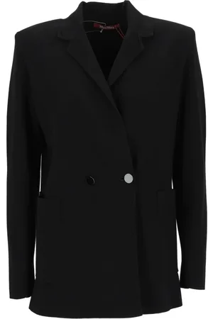 Max Mara Kurtki, Kobieta, Czarny, S, Poliester, Czarny Marynarka z Podwójnym Rzędem Guzików