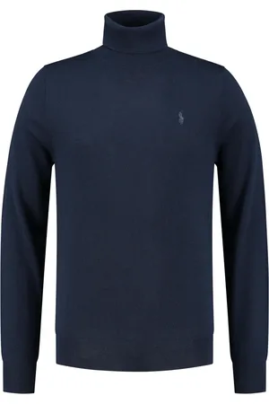 Ralph Lauren Swetry, Mężczyzna, Niebieski, XL, Klasyczny niebieski golf z długim rękawem
