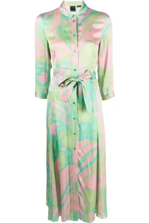 Pinko Sukienki, Kobieta, Zielony, S, Satyna, Sukienka Sushi
