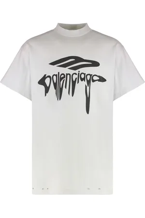 Balenciaga Koszulki, Mężczyzna, Biały, S, Len, Zniszczony T-shirt z okrągłym dekoltem