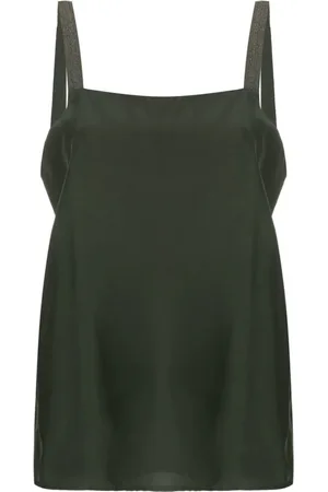 Fabiana Filippi Koszulki, Kobieta, Zielony, S, Elegancki Top w Kolorze Ciemnozielonym