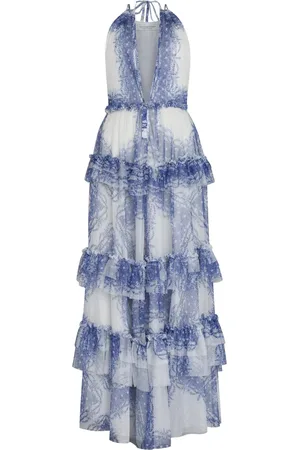 Serafini Sukienki, Kobieta, Wielobarwność, M, Tiul, Sukienka Maxi z Tiulu w Print