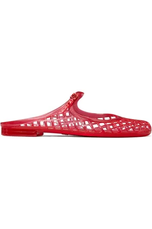 Tory Burch Buty, Kobieta, Czerwony, 37 EU, Czerwone Buty z Paskiem z Logo i Motywem Double T
