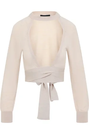 Simone Rocha Swetry, Kobieta, Beżowy, M, Luksusowy Sweter z Wełny i Jedwabiu