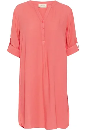 Cream Sukienki, Kobieta, Różowy, XS, Krótka Sukienka Kaftan w Kolorze Porcelanowej Róży