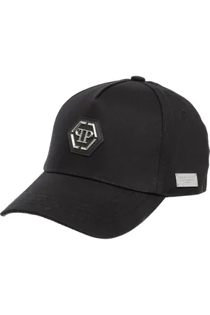 Philipp Plein Akcesoria, Mężczyzna, Czarny, ONE SIZE, Bawełna, Czapka z daszkiem Hexagon