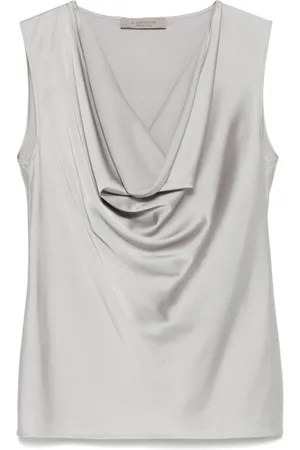 D.EXTERIOR Koszulki, Kobieta, Szary, M, Szary Top z satyny z dekoltem typu cowl