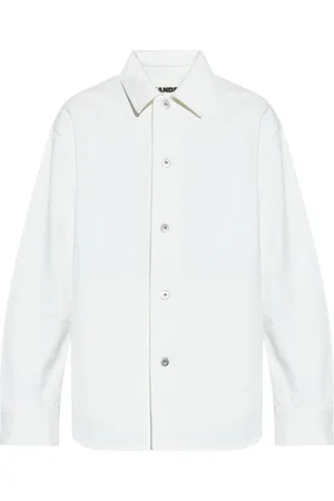 Jil Sander Kurtki, Mężczyzna, Biały, S, Denim, Biała Koszula Denim Stylowy Skórzany Pasek
