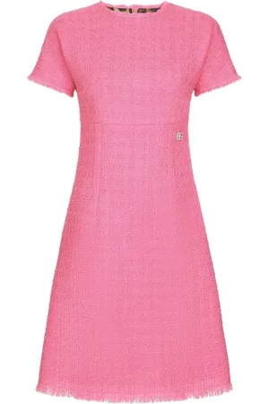 Dolce & Gabbana Sukienki, Kobieta, Różowy, M, Tweed, Różowa sukienka z tweedu