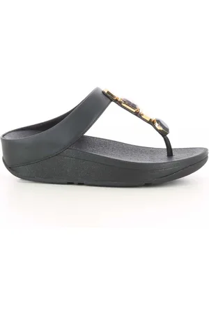 FitFlop Buty, Kobieta, Czarny, 37 EU, Czarne sandały z wieloma kamieniami na palcach