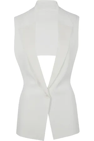 MRZ Kurtki, Kobieta, Biały, L, Stylowy Front Gilet Kamizelka