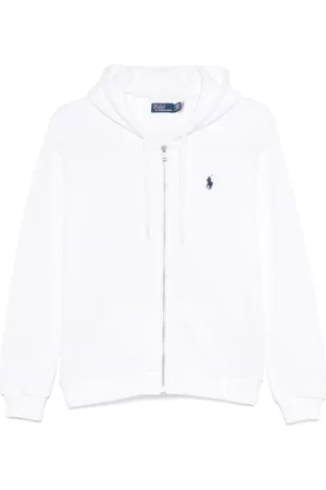Ralph Lauren Bluzy, Kobieta, Biały, L, Bawełna, Bluza z kapturem zapinana na zamek