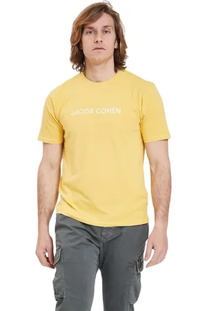 Jacob Cohen Koszulki, Mężczyzna, Żółty, 2XL, Koszulka z nadrukiem z okrągłym dekoltem