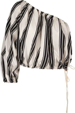 Serafini Bluzki, Kobieta, Beżowy, S, Paski One-Shoulder Top