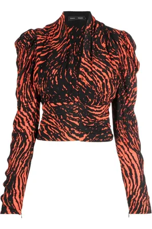 Proenza Schouler Bluzki, Kobieta, Wielobarwność, XS, Bluzka z dekoltem w serek i spiralnym wzorem