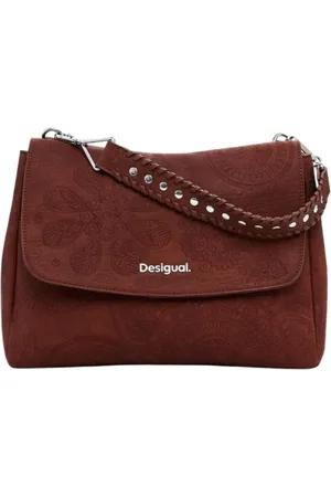 Desigual Torebki, Kobieta, brązowy, ONE SIZE, Torba na ramię z motywami haftu