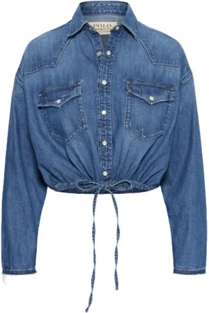 Ralph Lauren Bluzki, Kobieta, Niebieski, L, Denim, Denimowa Koszula Crop