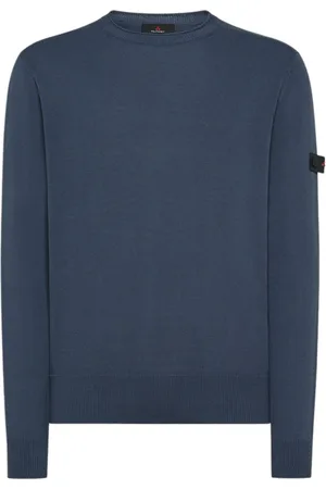 Peuterey Swetry, Mężczyzna, Niebieski, XL, Bawełna, Niebieski sweter crewneck Caliper 01