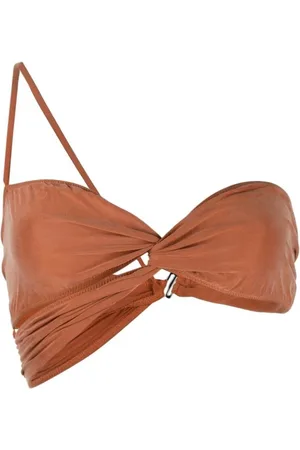 Jacquemus Koszulki, Kobieta, Czerwony, L, Asymetryczny Top Bandeau z Efektem Skręcenia