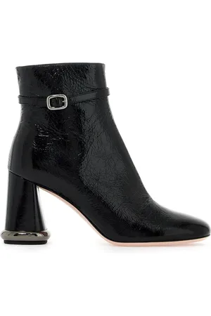Roger Vivier Buty, Kobieta, Czarny, 37 EU, Botki z zmiętej skóry lakierowanej z klamrą Viv