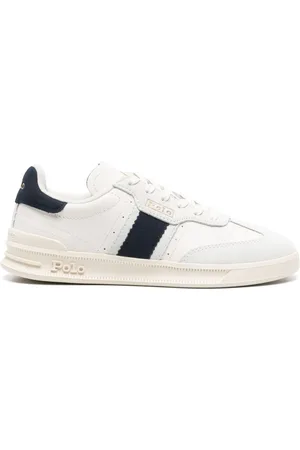 Ralph Lauren Buty, Kobieta, Biały, 37 EU, Skóra, Białe skórzane buty sportowe casual