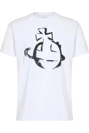 Vivienne Westwood Koszulki, Mężczyzna, Biały, M, Stencil Orb Biała Koszulka