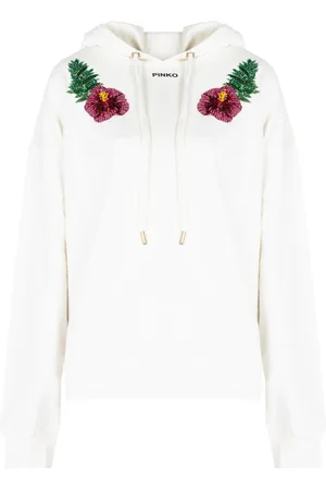 Pinko Bluzy, Kobieta, Biały, S, Bluza z kapturem i cekinami