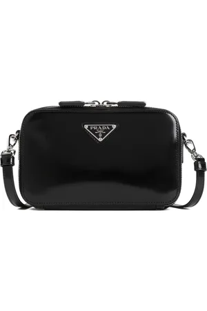 Prada Torebki, Mężczyzna, Czarny, ONE SIZE, Skóra, Torebka Bandoliera ze skóry lakierowanej