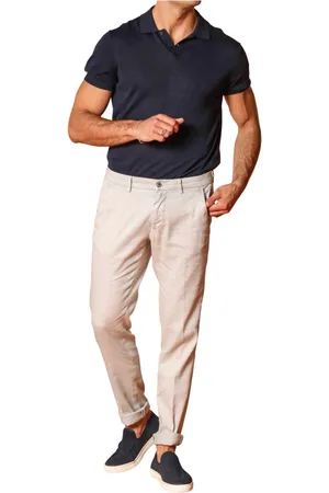 Masons Spodnie, Mężczyzna, Szary, L, Bawełna, Spodnie Chino Slim Fit z Lnu i Bawełny