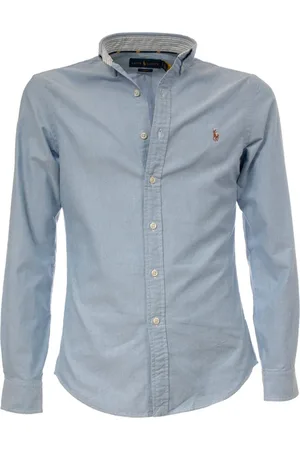 Ralph Lauren Koszule, Mężczyzna, Niebieski, S, Bawełna, Slim-Fit Niebieska Koszula Oxford w Kratę