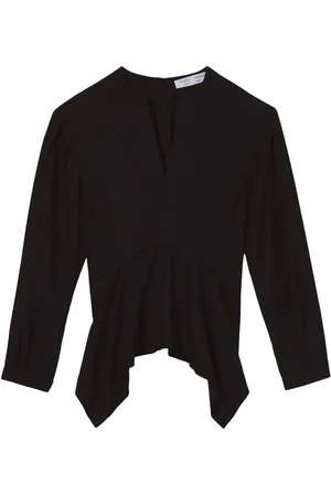 Proenza Schouler Bluzki, Kobieta, Czarny, 4XS, Bawełna, Bluzka codzienna z dekoltem w serek z tkaniny poplinowej