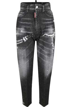 Dsquared2 Jeansy, Kobieta, Czarny, S, Bawełna, Czarne dżinsy w stylu lat 80.