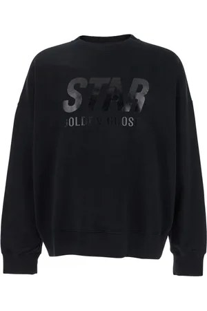Golden Goose Bluzy, Mężczyzna, Czarny, XL, Czarny Star Crewneck Sweatshirt z nadrukiem logo
