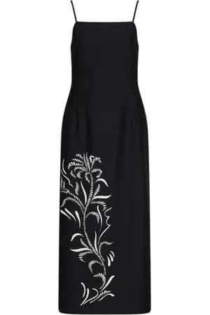MARELLA Sukienki, Kobieta, Czarny, S, Czarna Sukienka z Foliage z Satyny