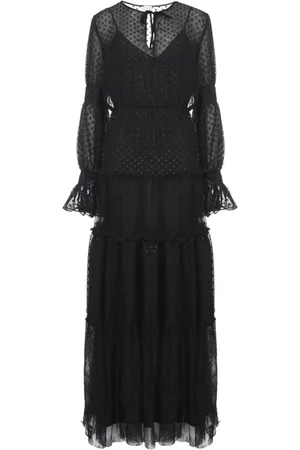 Pinko Sukienki, Kobieta, Czarny, M, Sukienka Maxi Plumetis Fil