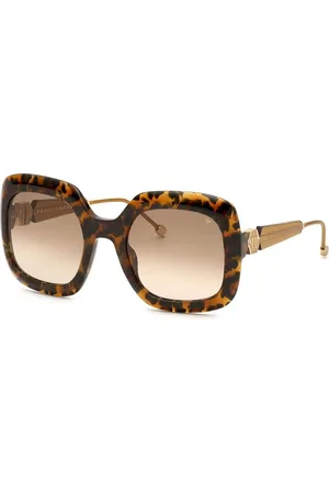 Philipp Plein Akcesoria, Kobieta, brązowy, ONE SIZE, Brązowe okulary przeciwsłoneczne z octanu