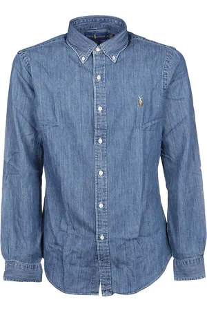 Ralph Lauren Koszule, Mężczyzna, Niebieski, S, Denim, Denimowa koszula sportowa z długim rękawem