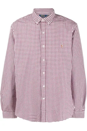 Ralph Lauren Koszule, Mężczyzna, Fioletowy, S, Bawełna, Koszula w kratę z haftem