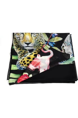 Philipp Plein Akcesoria, Kobieta, Czarny, ONE SIZE, Poliester, Jedwabny Szal