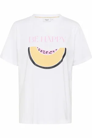 Saint Tropez Koszulki, Kobieta, Biały, S, Graficzny T-shirt Top Pampas