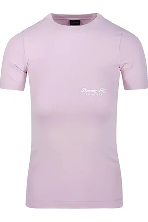 Balenciaga Koszulki, Kobieta, Różowy, L, Len, Casualowy Bawełniany T-shirt dla Mężczyzn