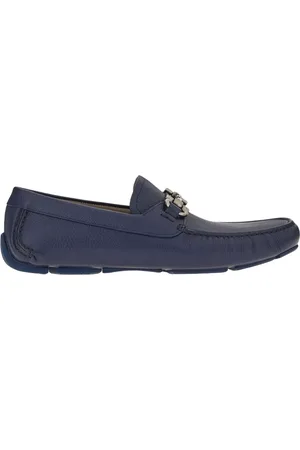 Salvatore Ferragamo Buty, Mężczyzna, Niebieski, 40 EU, Niebieski mokasyn z Gancini Bit