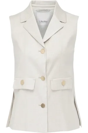 Max Mara Kurtki, Kobieta, Beżowy, XS, Stylowy Kamizelka Caroline Gilet