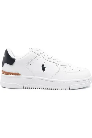 Ralph Lauren Buty, Kobieta, Biały, 34 EU, Skóra, Białe skórzane buty sportowe