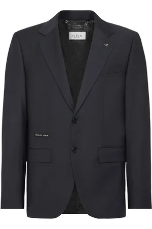 Philipp Plein Kurtki, Mężczyzna, Niebieski, 2XL, Elegancka Czarna Marynarka