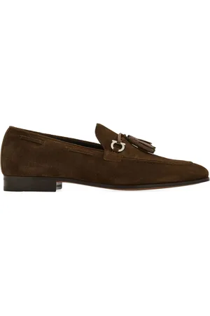 Salvatore Ferragamo Buty, Mężczyzna, brązowy, 40 EU, Zamsz, Brązowy Loafer z Gancini Bit