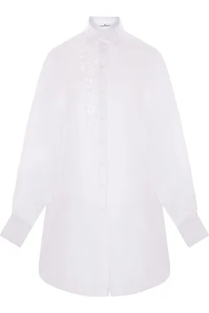 ERMANNO SCERVINO Bluzki, Kobieta, Biały, S, Bawełna, Elegancka koszula bawełniana