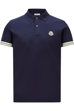 Moncler Koszulki, Mężczyzna, Niebieski, XL, Polo Shirt z Paskami Granatowy