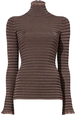 Proenza Schouler Swetry, Kobieta, brązowy, L, Poliester, Golf Phyllis w geometryczne wzory