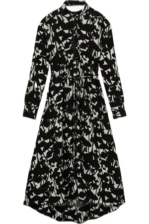 Proenza Schouler Sukienki, Kobieta, Wielobarwność, L, Rayon, Abstrakcyjna Sukienka Koszulowa Midi w Kwiaty
